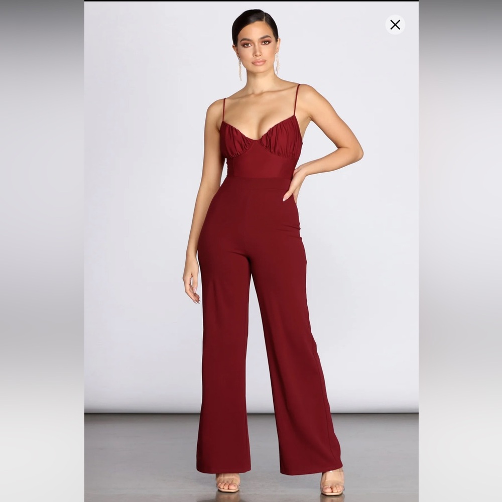 Windsor Deep Red Spaghetti Strap Jumpsuit